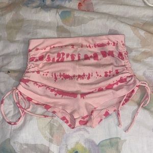 Pink tie dye cotton shorts